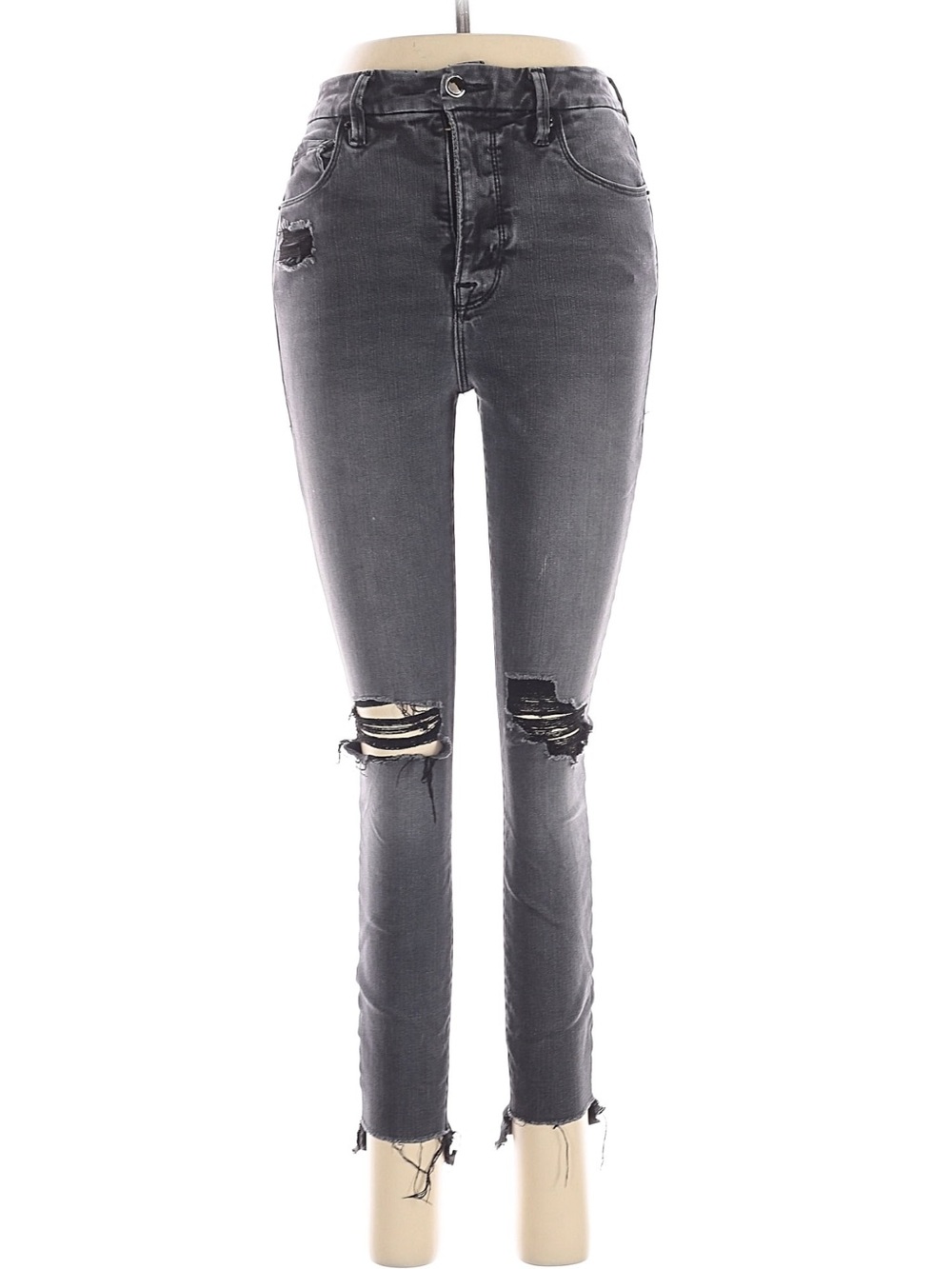 Good American gray High-Rise Distressed Skinny Jeans